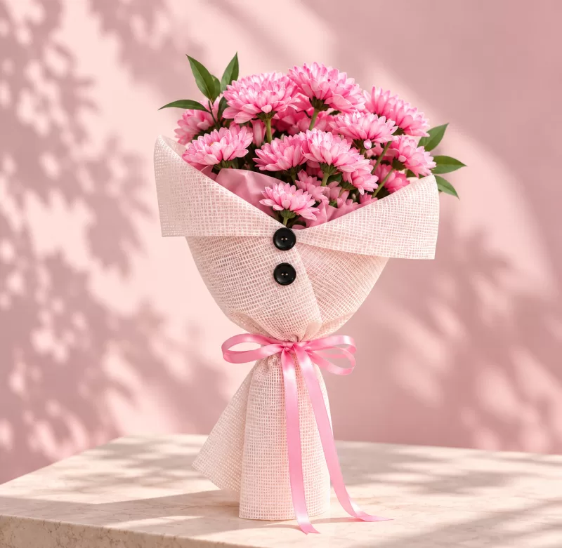 Öğretmenler günü buketi pembe krizantem